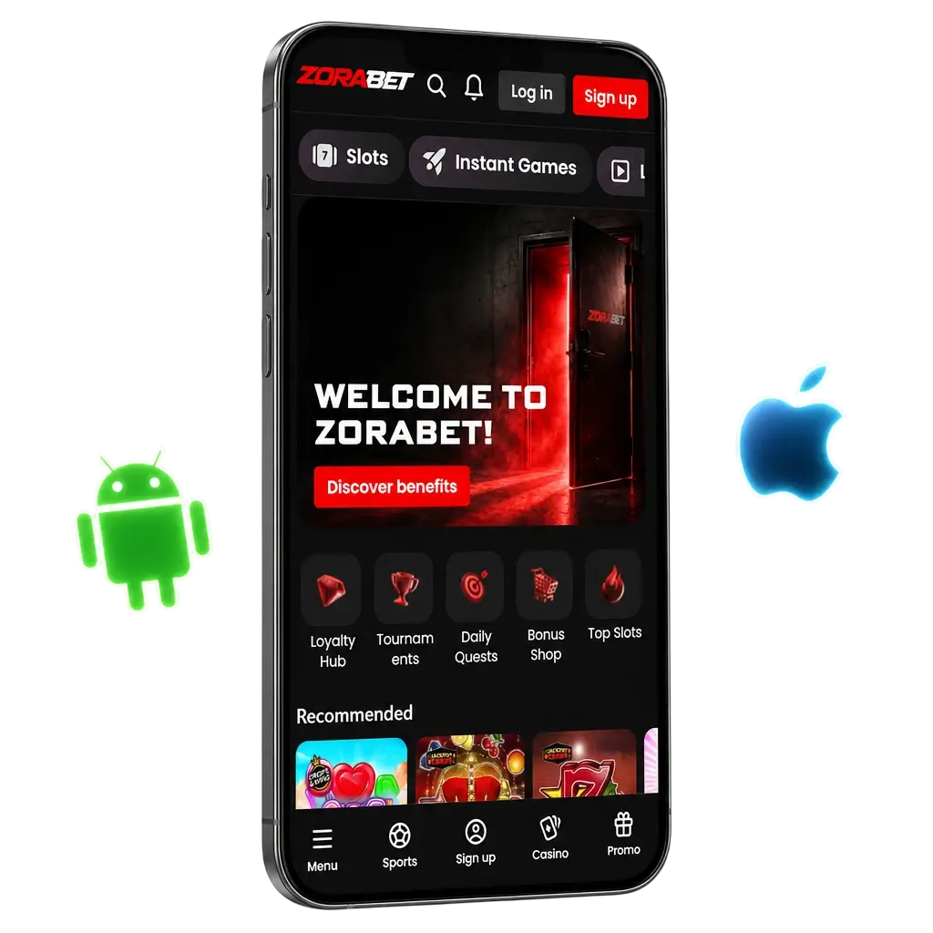 Aplicația ZoraBet pentru Android și iOS - pariuri live, sloturi și cazinou direct de pe telefonul mobil.