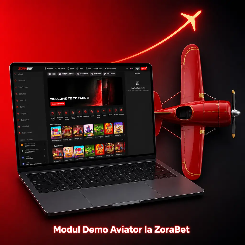 Modul demo Aviator la ZoraBet - testează jocul cu credite virtuale, fără depunere reală