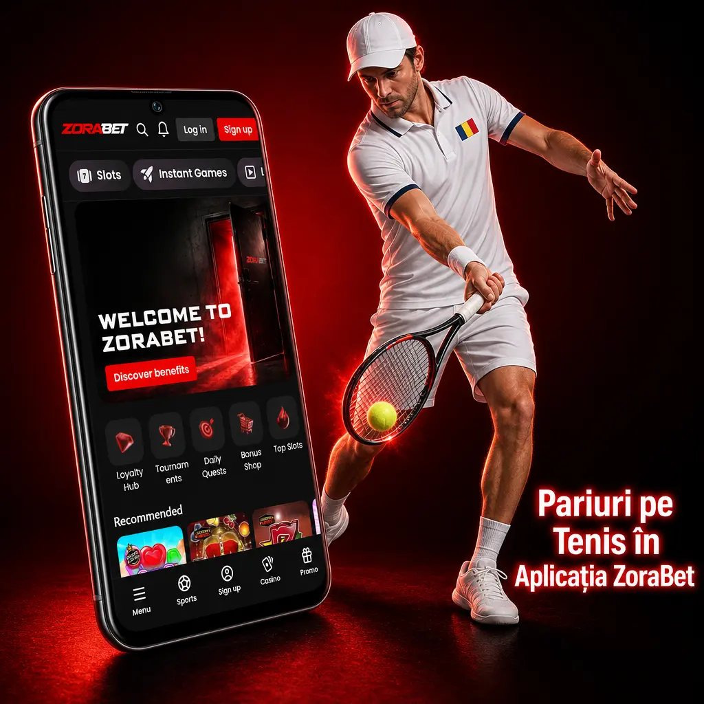 Aplicația ZoraBet pentru pariuri pe tenis, cu turnee ATP, WTA și ITF, piețe live și scor actualizat în timp real.