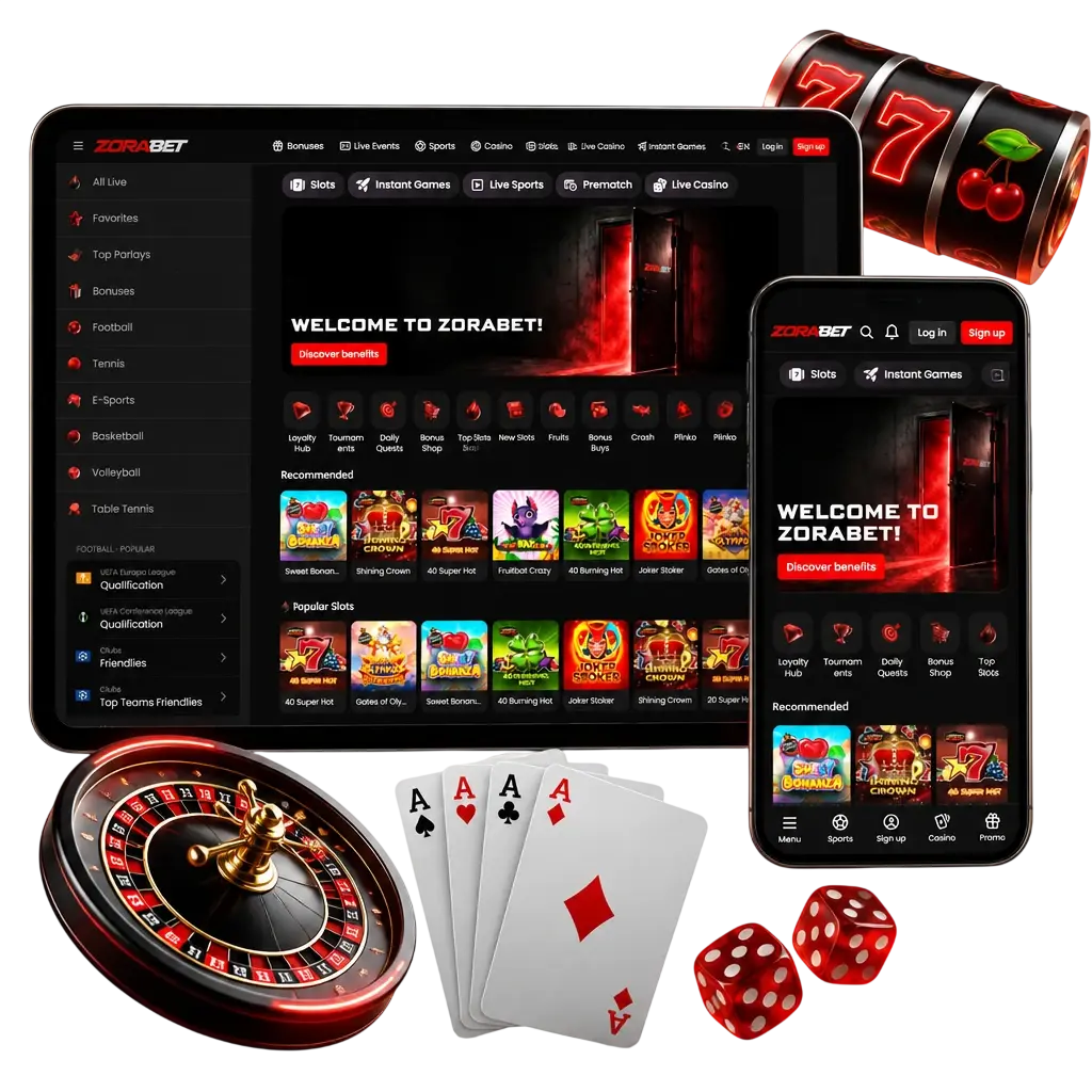 Lobby ZoraBet cu sloturi video, ruletă, blackjack, bacarat, poker și jocuri instant, cu RTP și mize afișate pentru fiecare titlu