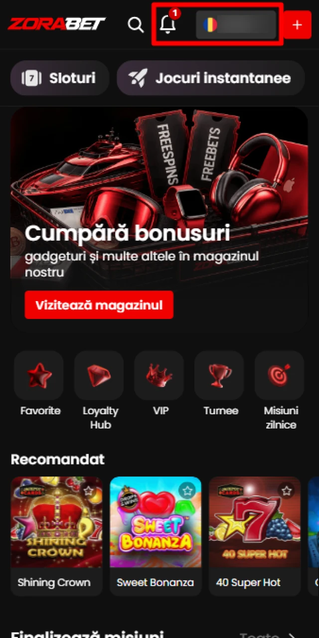 Verifică soldul contului și activarea bonusului pe ZoraBet România.
