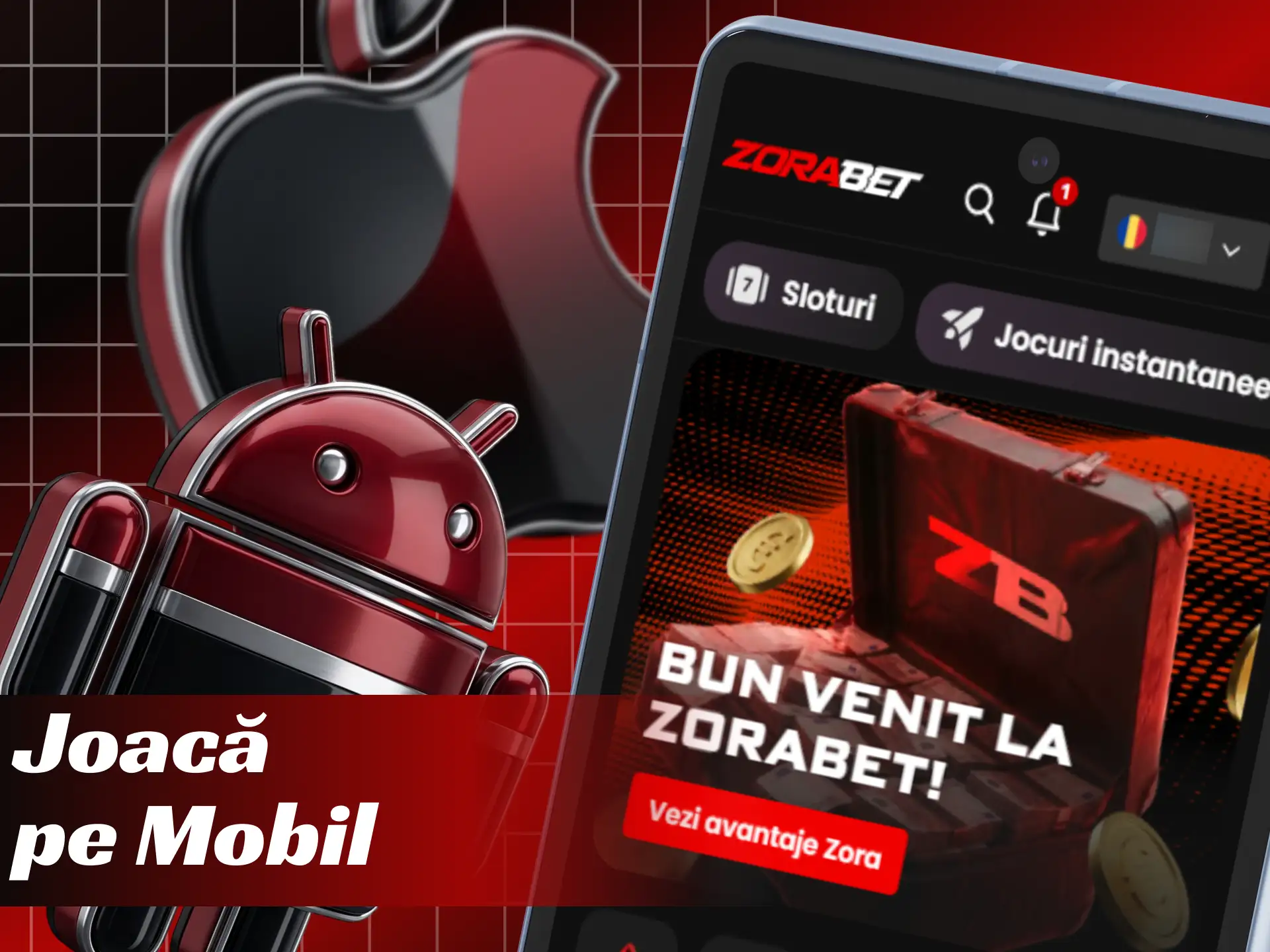 Descarcă aplicația mobilă ZoraBet pentru dispozitive cu Android și iOS.