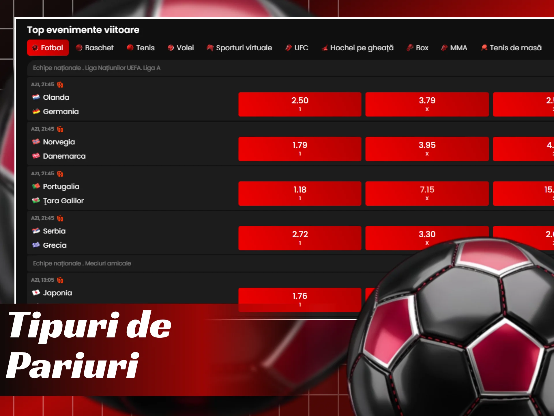 Tipuri variate de pariuri sportive disponibile pe platforma online ZoraBet.